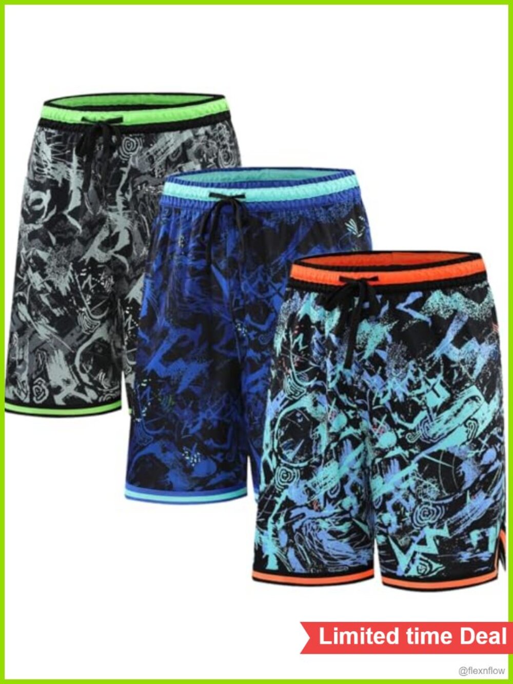 Men's 3-Pack Athletic Basketball Shorts with Zipper Pockets